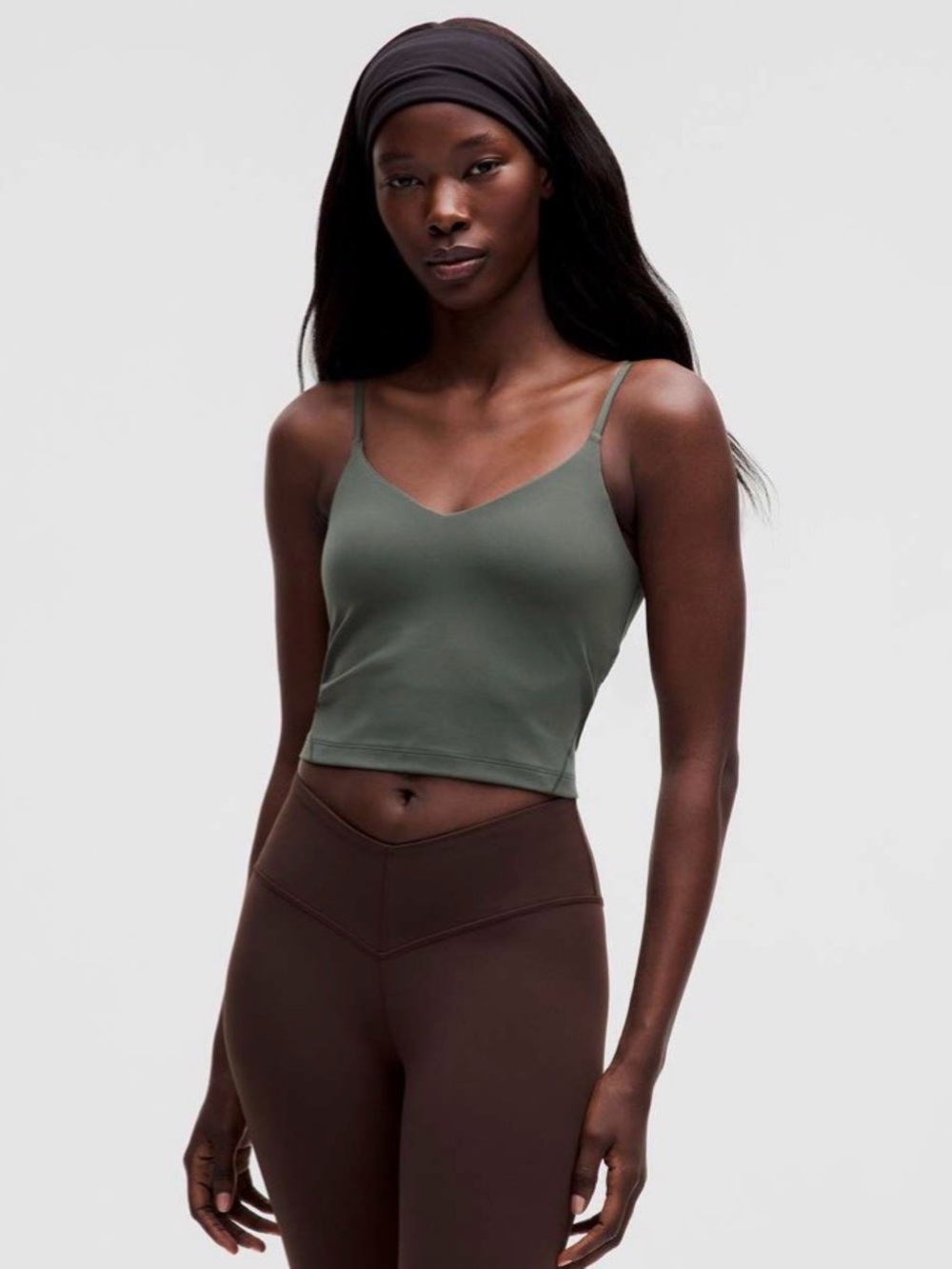 Lululemon Align Cropped Cami Tank Top in Forest Green - Light Support A/B cup